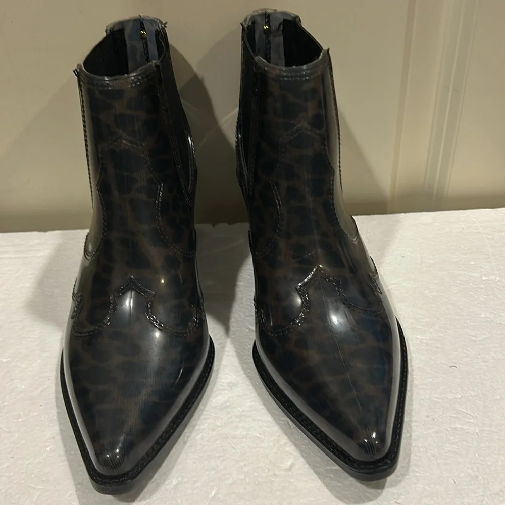 Sam Edelman animal print slip in Winona rubber cowboy ankle Rain Boots size 7